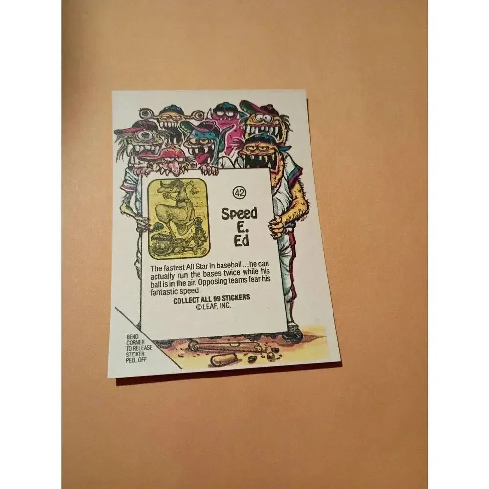 1988 Leaf Awesome All Stars Trading Card 42 Speed E Ed Baseball Parody